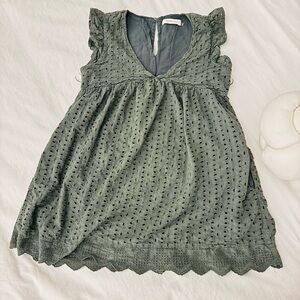 Anthropologie Olive Eyelet Mini Dress Skort